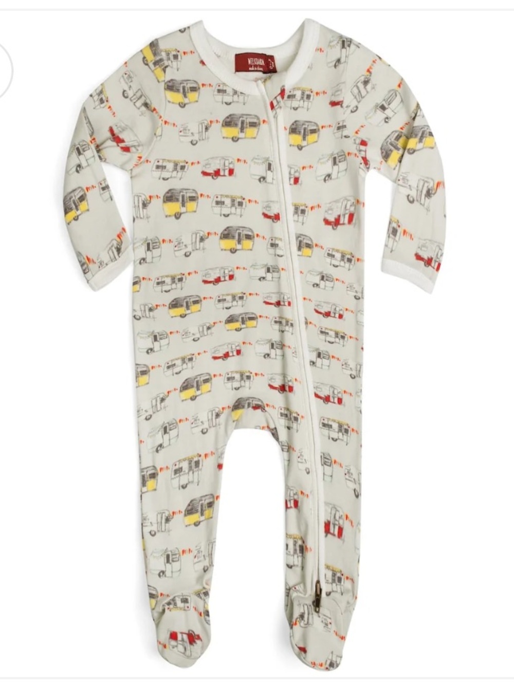 Milkbarn Vintage Trailers Organic Cotton Snap Footed Romper 6-9M NWT